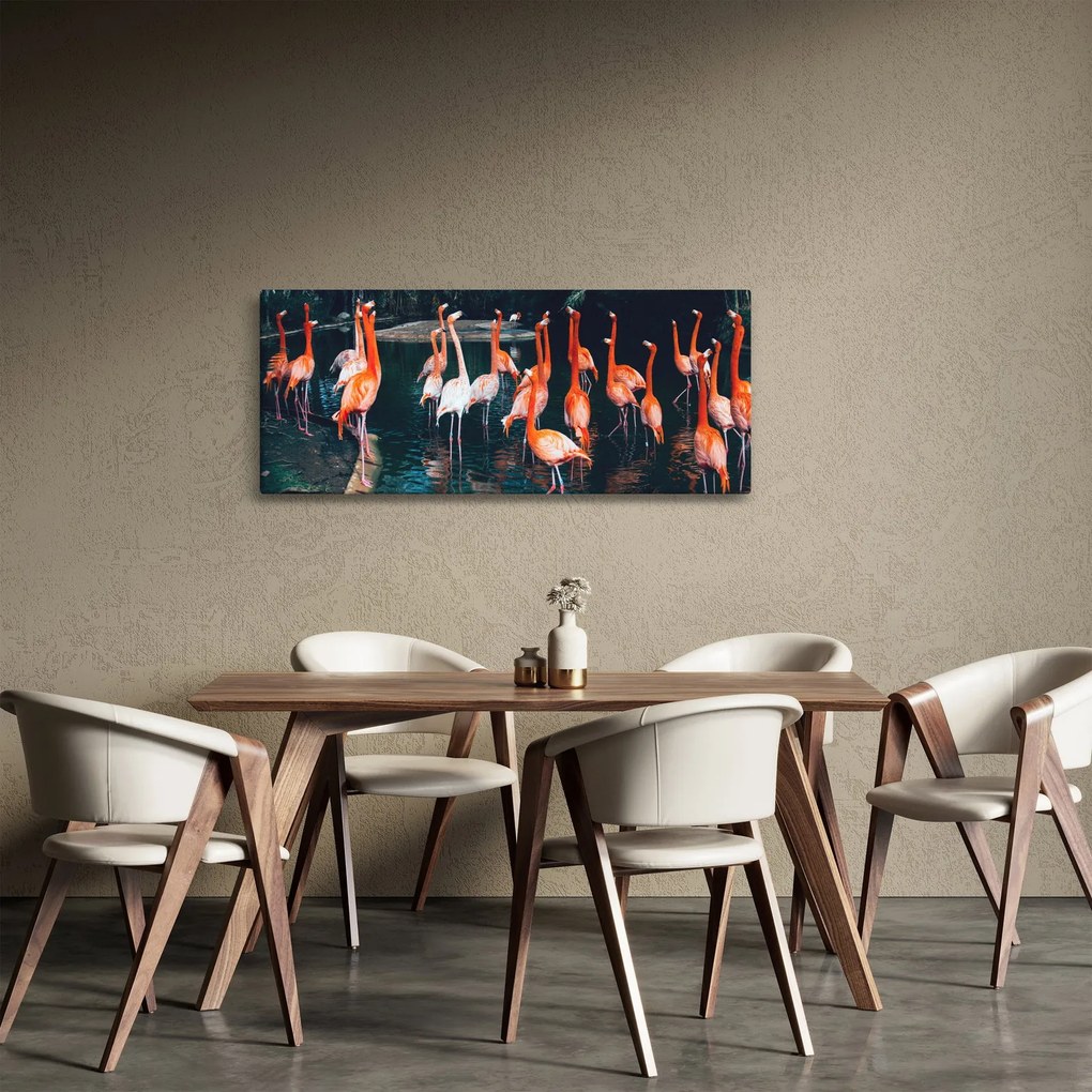 Obraz stádo plameniakov (120x50 cm)