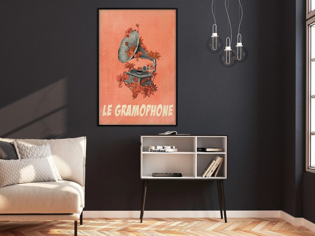 Artgeist Plagát - Gramophone [Poster] Veľkosť: 20x30, Verzia: Zlatý rám s passe-partout