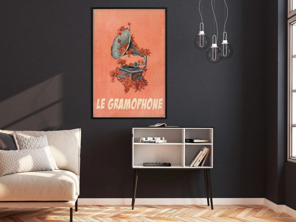 Artgeist Plagát - Gramophone [Poster] Veľkosť: 30x45, Verzia: Zlatý rám s passe-partout