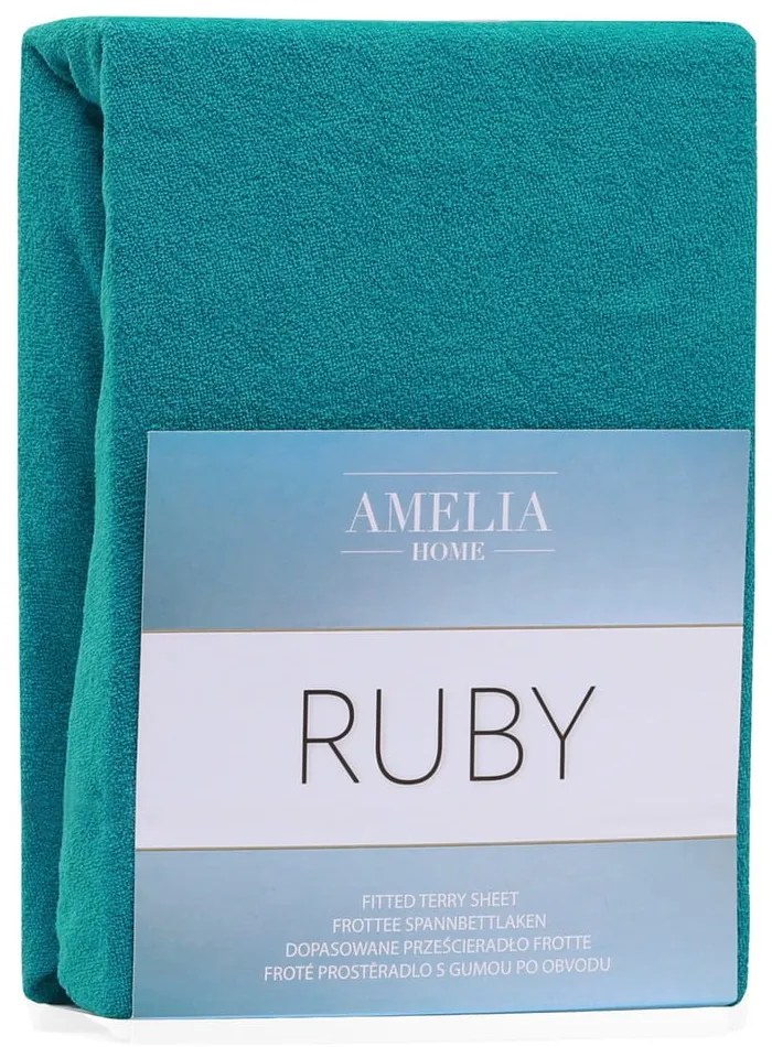 Tmavozelená/modrá napínacia froté plachta 140x200 cm Ruby – Restilo