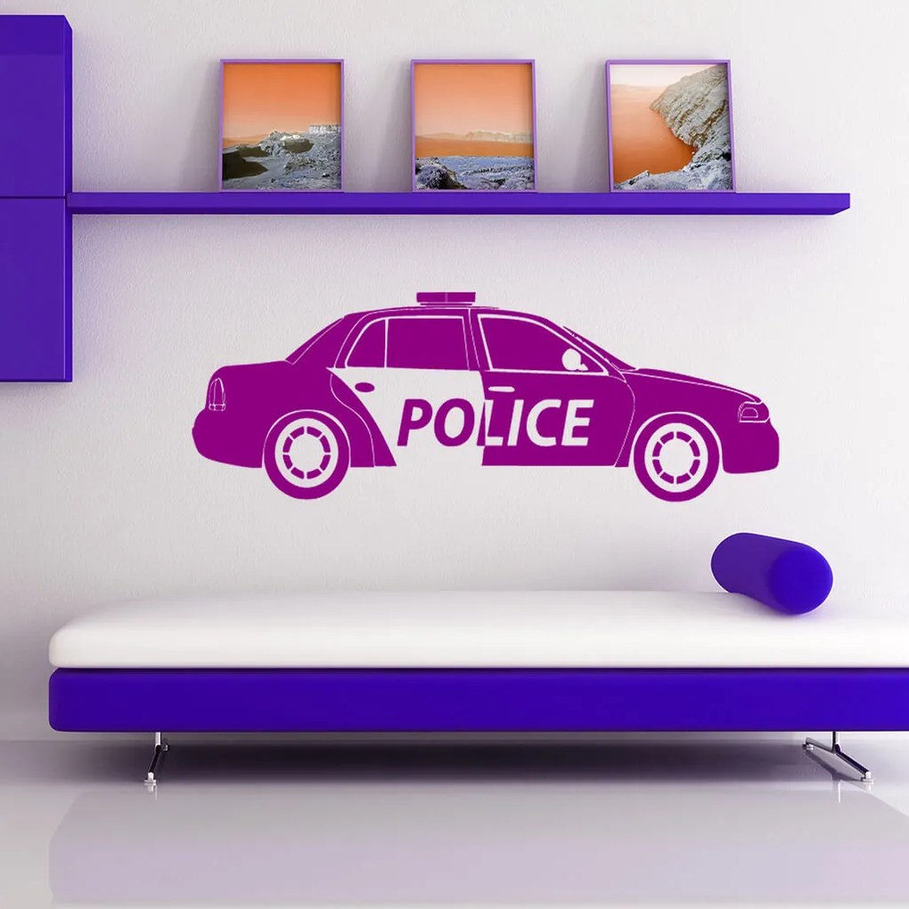 Veselá Stena Samolepka Policajné autíčko Farba: šedá, Veľkosť: 60 x 19 cm