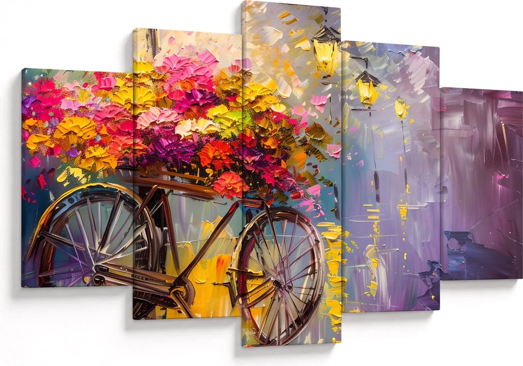 Obraz - Bicykel s kvetmi (150x105 cm)