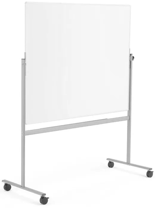 Biela magnetická tabuľa s kolieskami DORIS, obojstranná, 1505x1205 mm