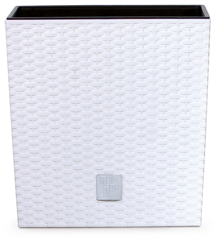 Prosperplast Kvetináč vo vzhľade ratanu Rato Low (26,2 x 26,2 x 26,6 cm, biela) (100336219)