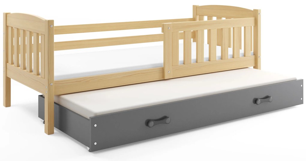 Posteľ s prístelkou KUBO 2 190x90 borovica - grafit