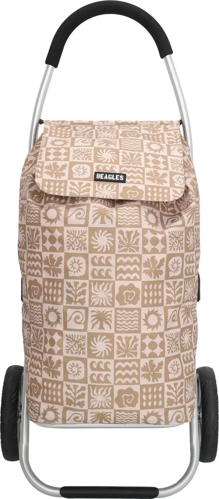 Beagles Béžový kockovaný nákupný vozík na kolieskach “Aluman“