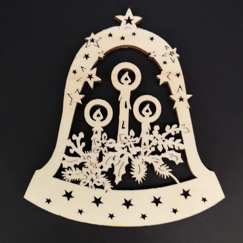 AMADEA Drevená ozdoba zvon so sviečkami 20 cm