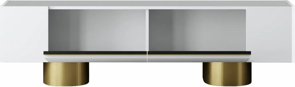 Televízny stolík Bohem v bielej a zlatej farbe