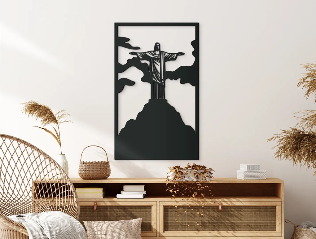 drevko Obraz Socha Krista Spasiteľa, Rio de Janeiro Rozmer obrazu: 65 x 39,5 cm, Farba dekorácie: Čierna