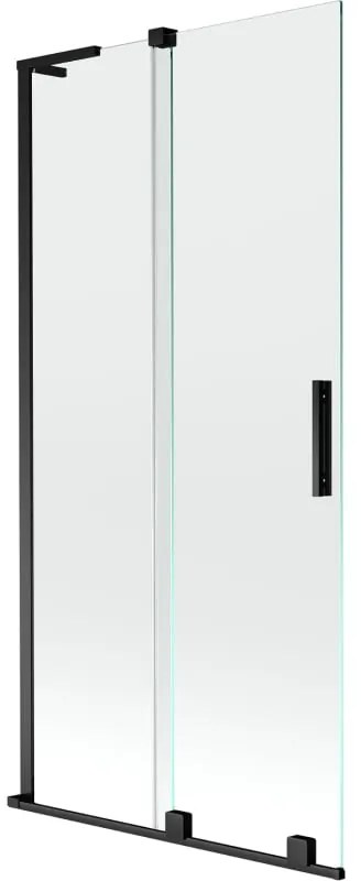 Mexen Velar L, 2-krídlová posuvná vaňová zástena 95 x 150 cm, 8mm číre sklo, čierna matná, 896-095-003-01-70