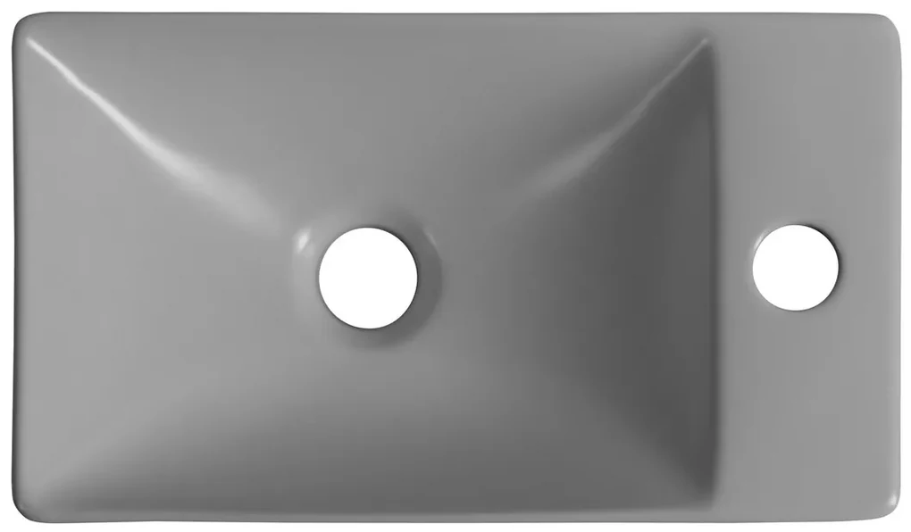 Sapho Sapho, SMALL keramické umývadlo 38x22cm, otvor pro batériu vpravo, šedá, MGT3822GR