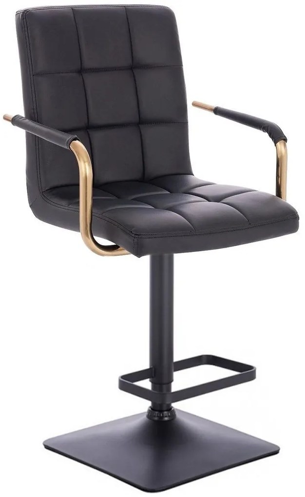 LuxuryForm DESIGN Barová stolička VERONA GOLD na čiernej hranatej základni - čierna