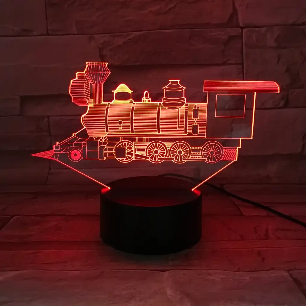 3Dmix 3DL-DRGB001 – 3D LED nočná lampa - Vlak - Lokomotíva (Dual RGB)