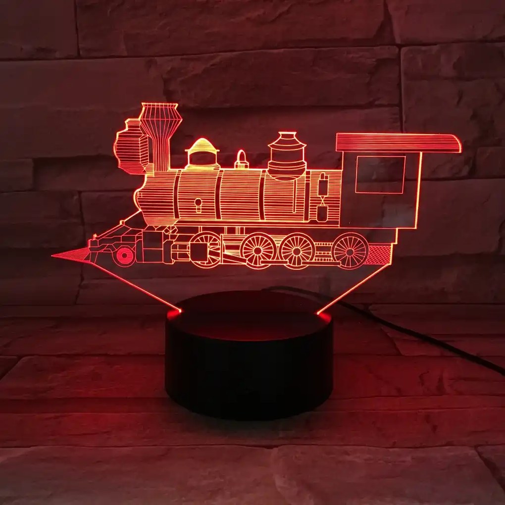 3Dmix 3DL-WD001 - 3D LED nočná lampa - Vlak - Lokomotíva (Wood)