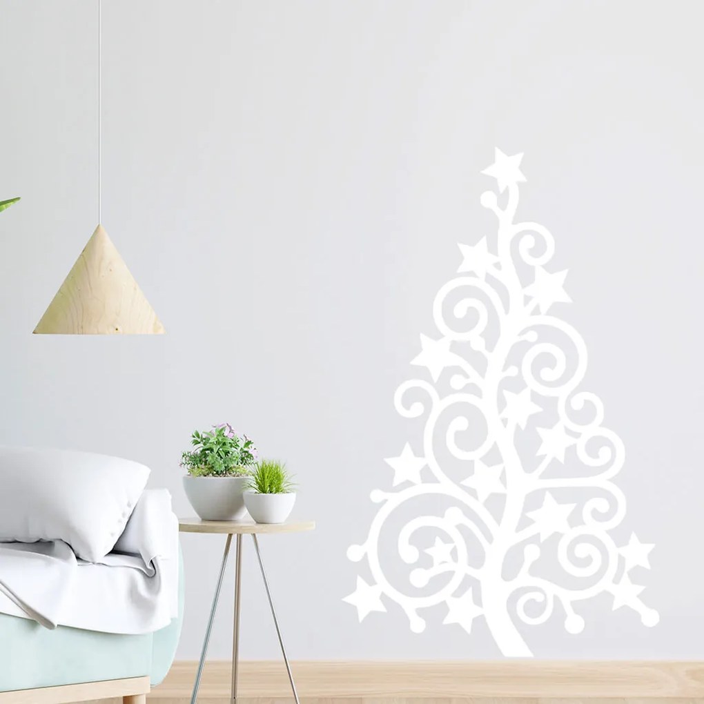Veselá Stena Samolepka Vianočný strom hviezda Farba: černá, Veľkosť: 100 x 62 cm