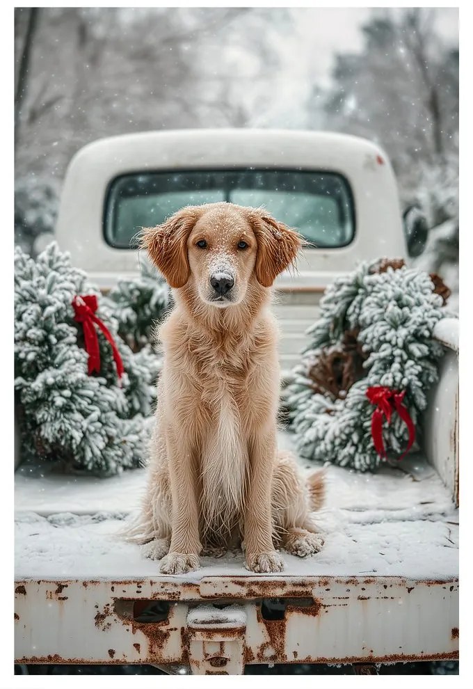 Obraz vianočná atmosféra so psom