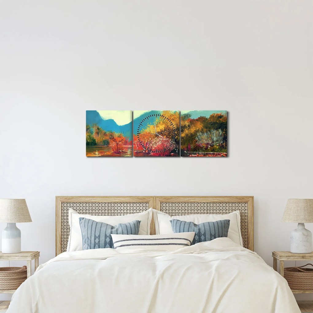 Obraz - Farby jesene (s hodinami) (90x30 cm)