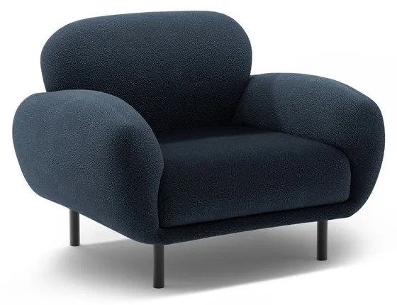 Tmavomodré kreslo z textílie buklé Poppy – Micadoni