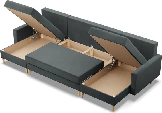 Sedacia súprava BLANK Elegant v tvare U tmavosivá