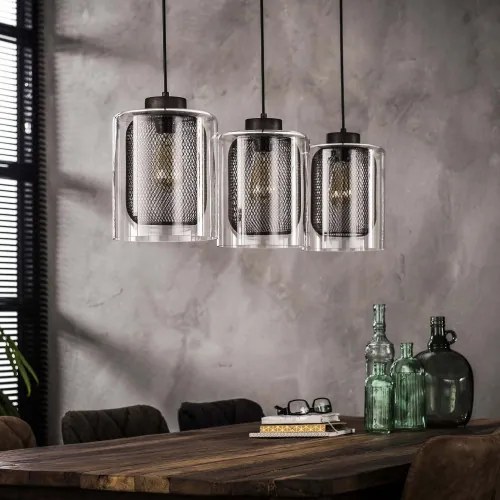 Luster 72-52 3 x Ø20cm Grid glass - PRODUKT JE SKLADOM U NÁS - 1Ks - Komfort-nábytok