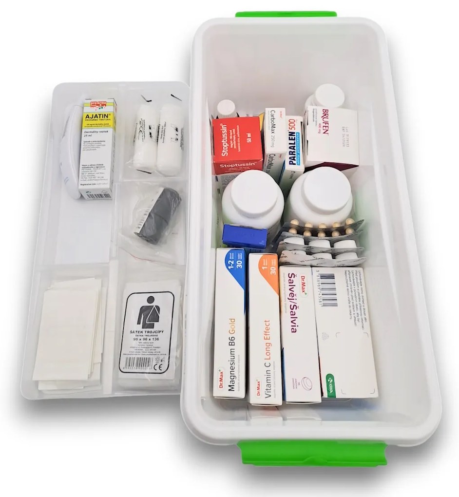 ALTOM Lekárnička, úložný box na lieky s vnoreným organizérom, 2v1, s rúčkou, antibakteriálna, 8l