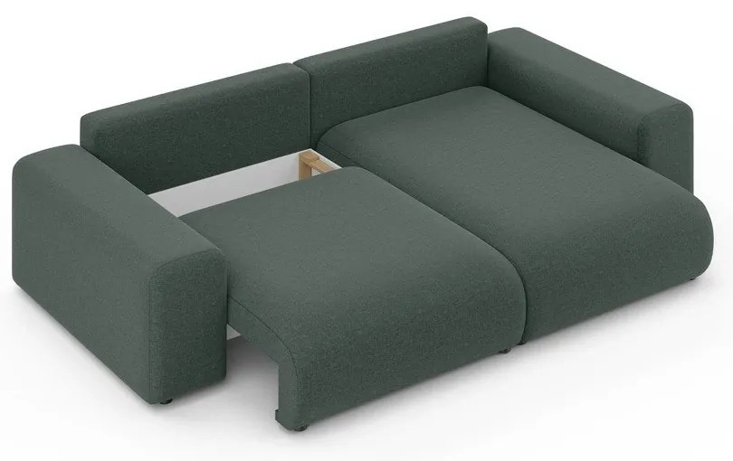 Tmavozelená rozkladacia rohová pohovka s úložným priestorom (variabilný roh) Luma – Ropez