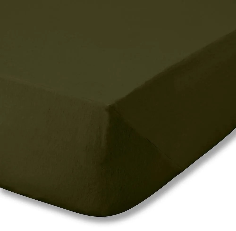 Kaki napínacia flanelová plachta 150x200 cm Brushed – Catherine Lansfield