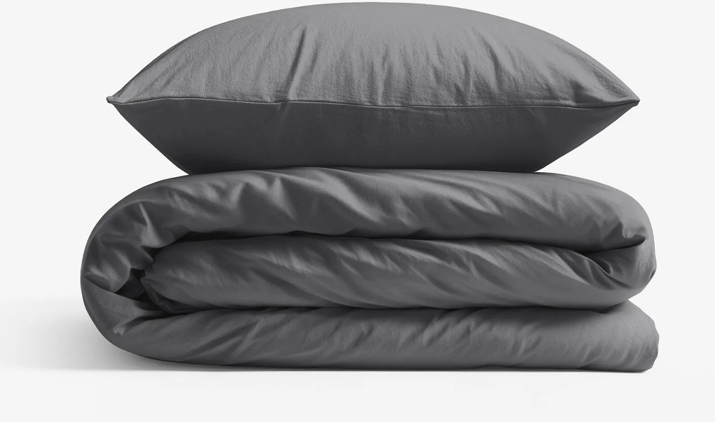 Goldea bavlnené posteľné obliečky - tmavo sivé 140 x 200 a 70 x 90 cm