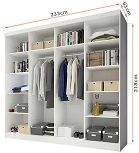 Šatníková skriňa s posuvnými dverami Multi 36 - biela / dub sonoma - 233 cm