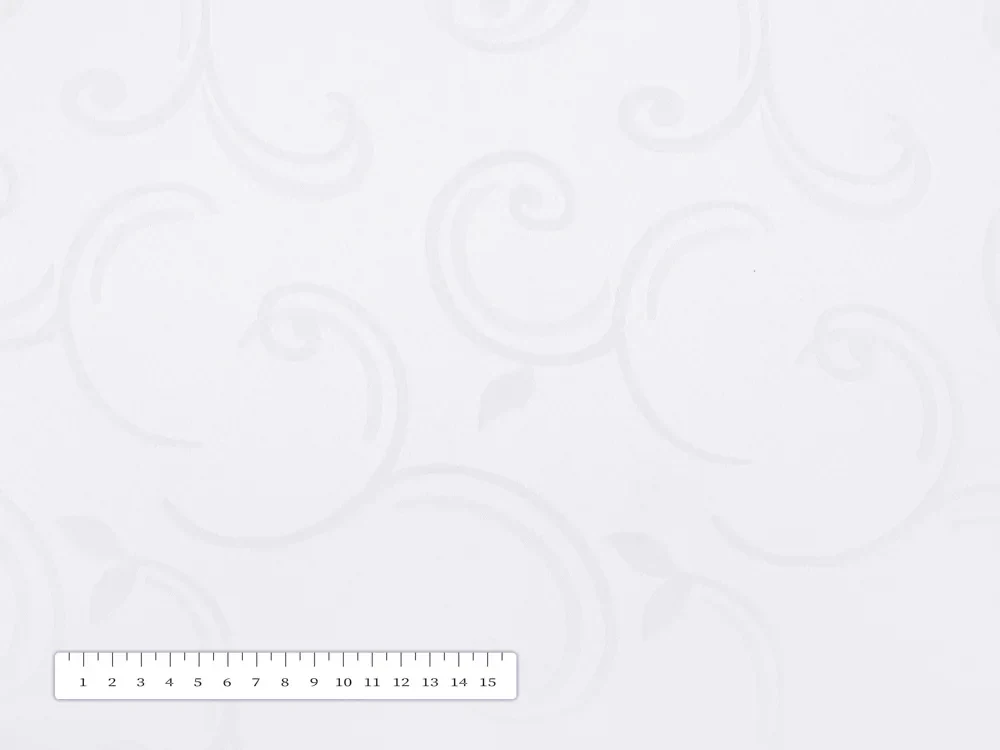 Biante Teflónový behúň na stôl TF-100 Biele ornamenty s lístkami 45x140 cm