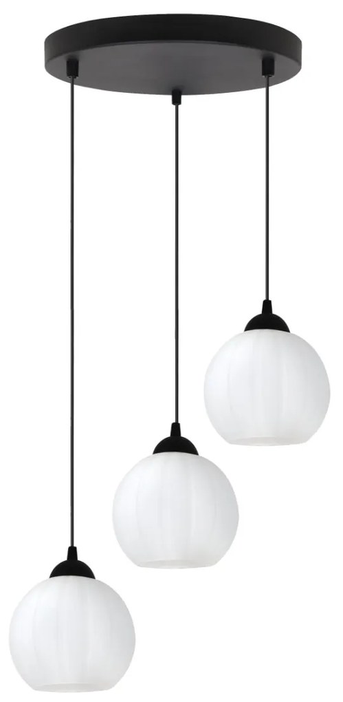Závesné svietidlo Costa, 3x biele sklenené tienidlo, b, o
