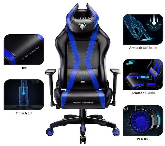 Herné kreslo Diablo X-Horn 2.0 Normal Size: Čierno-modré Diablochairs