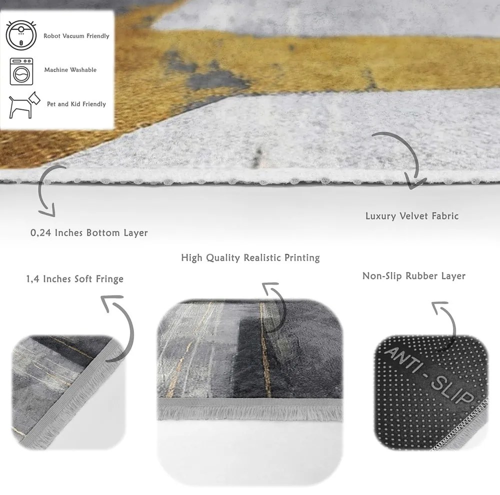 Žltý/tmavomodrý prateľný koberec 80x150 cm Unique – Mila Home