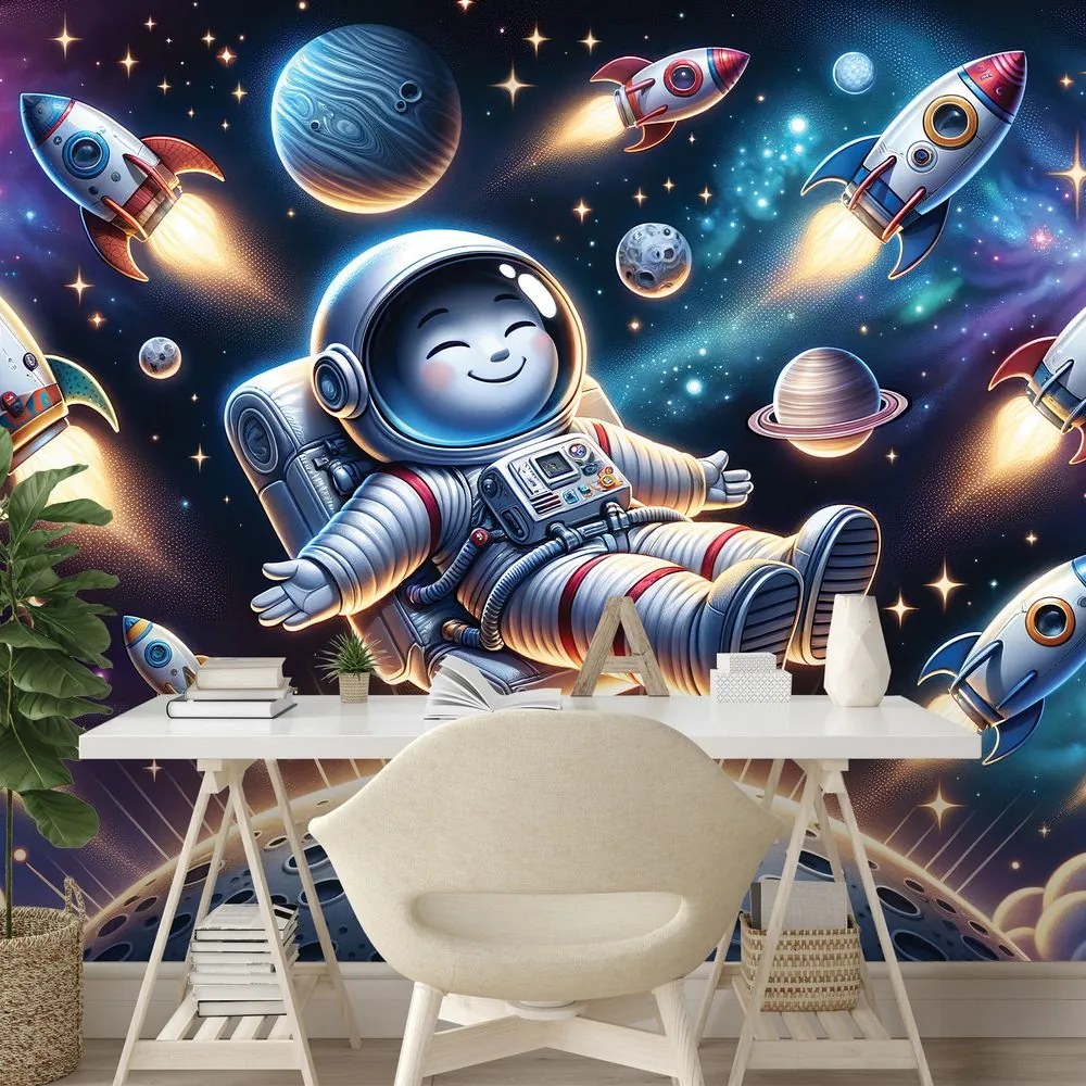 Fototapeta veselý astronaut medzi raketami