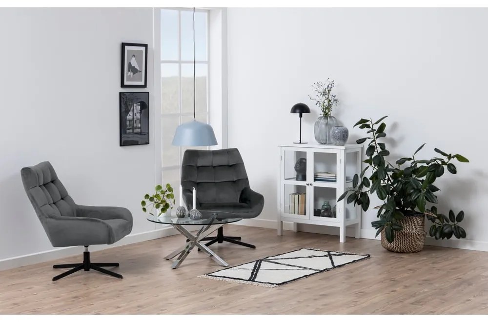 Sivé otočné zamatové kreslo Paris – Actona