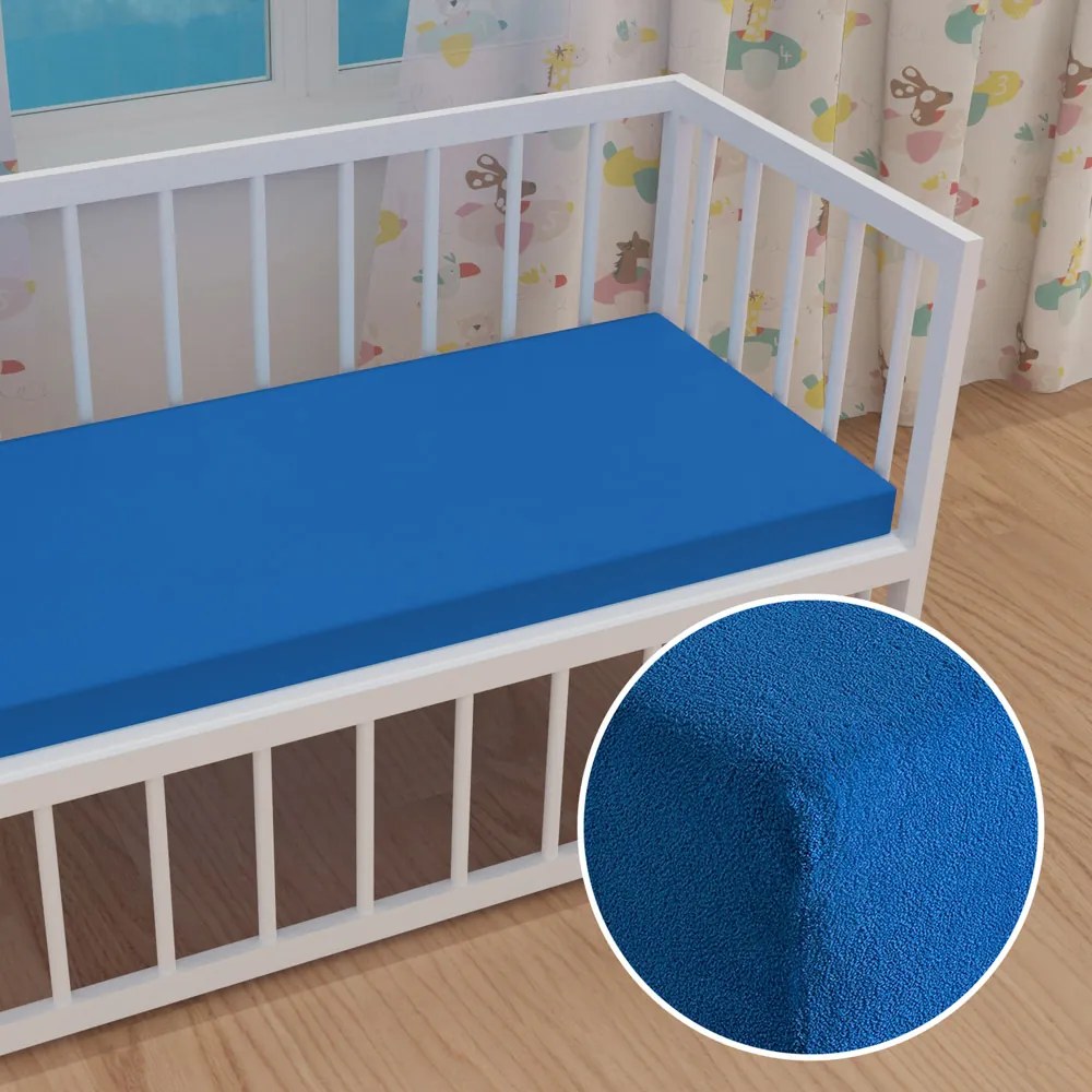 Detské froté napínacie prestieradlo do postieľky FR-016 Modré 70 x 140 x 10 cm - do postieľky