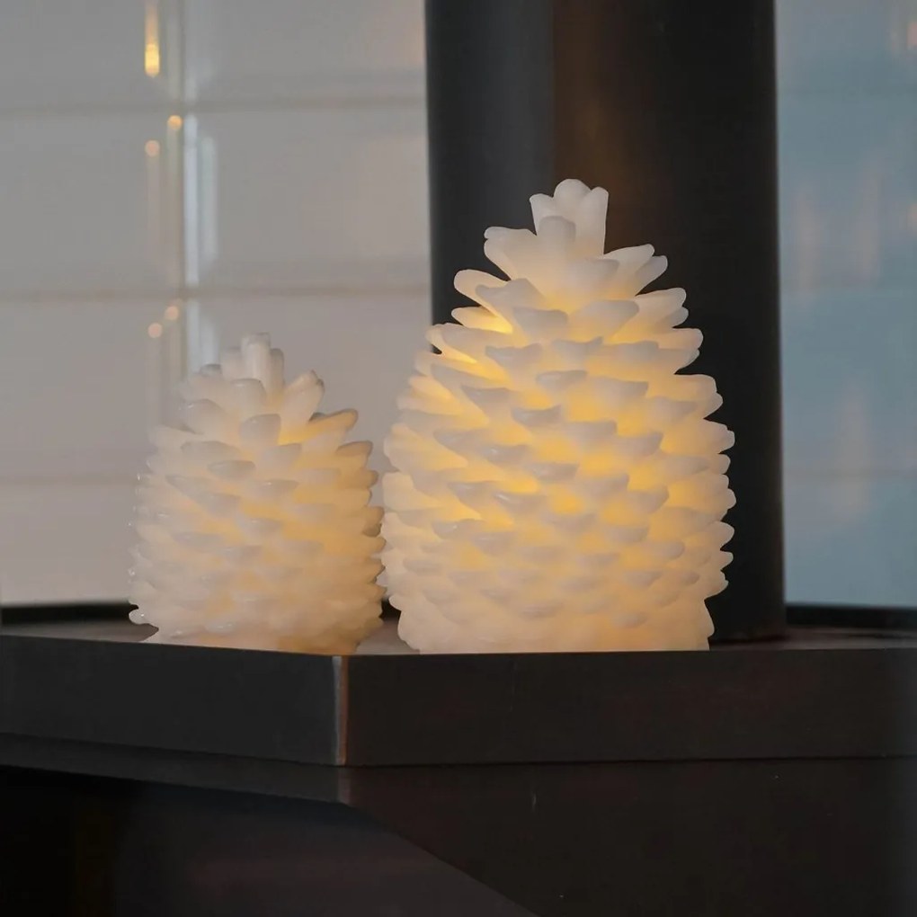 DECOLED Sada 2 sviečok, biele kužele, s diaľkovým ovládaním