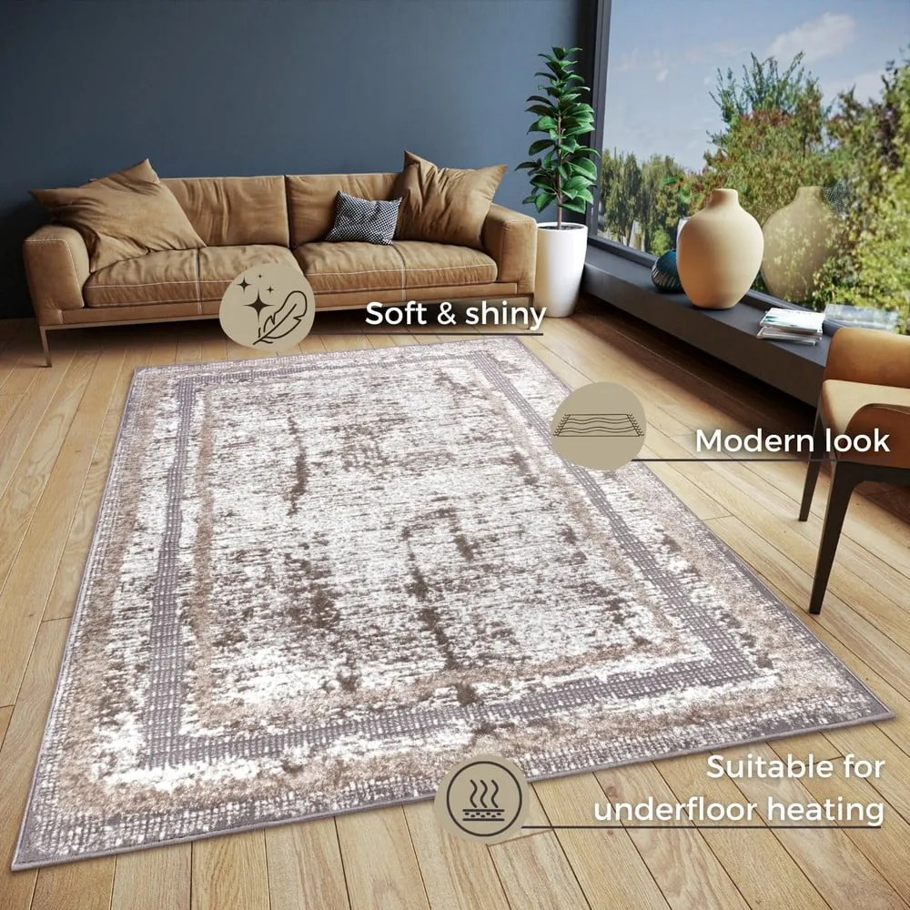 Koberec v béžovo-striebornej farbe 67x120 cm Shine Classic – Hanse Home