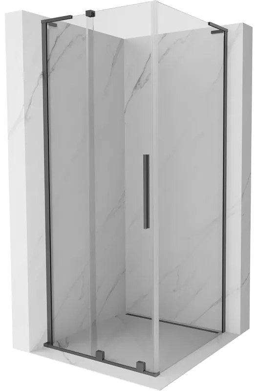 Mexen Velar L, sprchový kút s posuvnými dverami 90 x 90 cm, 8mm číre sklo, brúsený grafit, 871-090-090-03-95