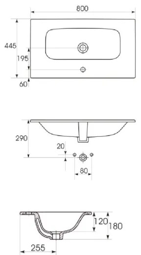 Cersanit S801-538 - Závesná kúpeľňová skrinka s umývadlom NIKO 80x45 cm biela