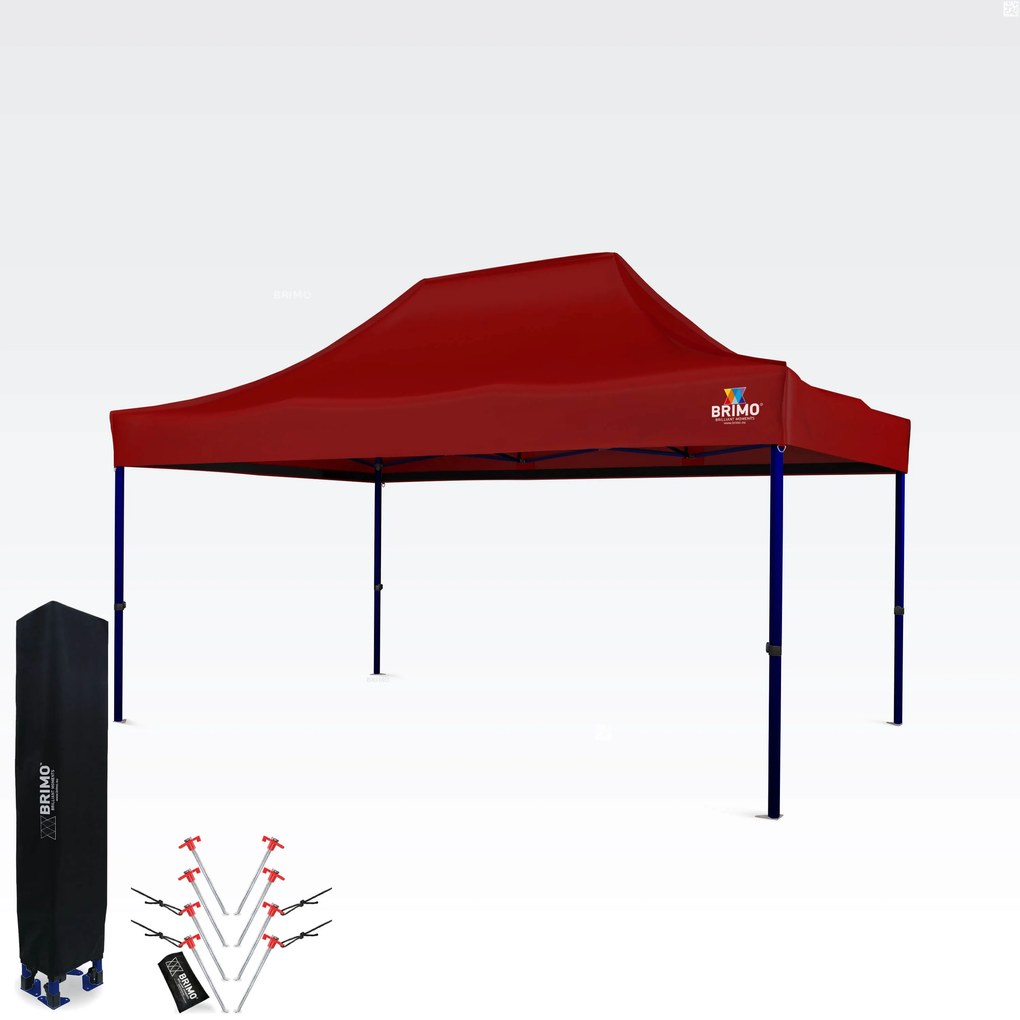 BRIMO Výstavný stan 3x4,5 m (45 mm oceľ) | Rýchla montáž, dlhá životnosť - bez 3 stien - Červená 30