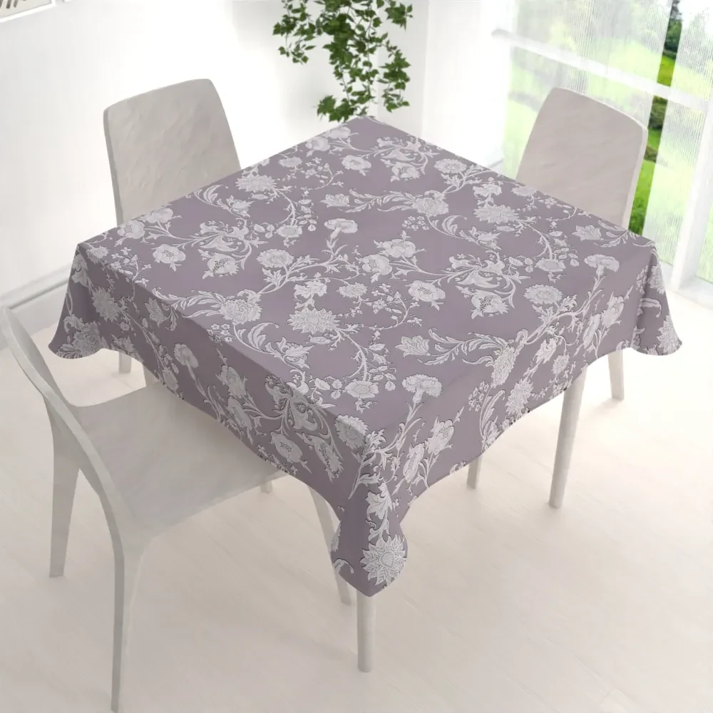 Biante Dekoračný štvorcový obrus PM-045 Zámocké kvety na pastelovo fialovom 70x70 cm