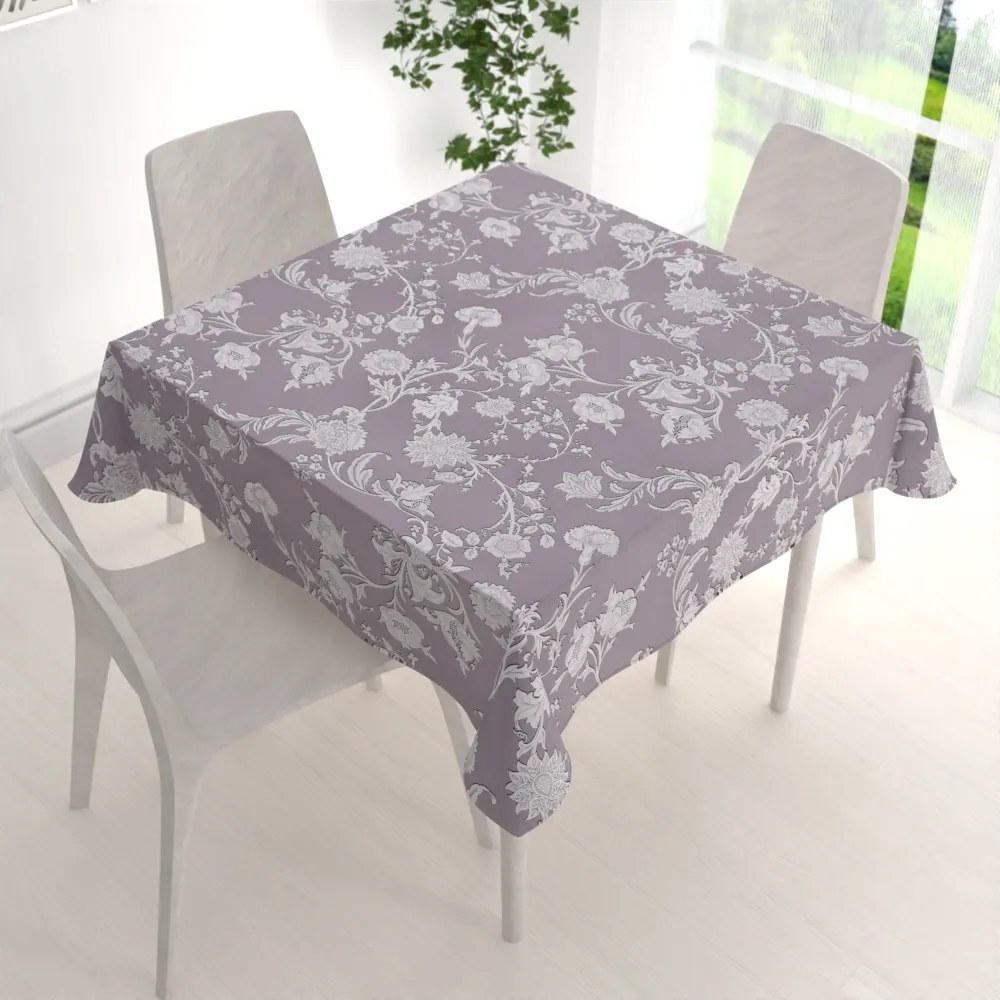 Biante Dekoračný štvorcový obrus PM-045 Zámocké kvety na pastelovo fialovom 80x80 cm