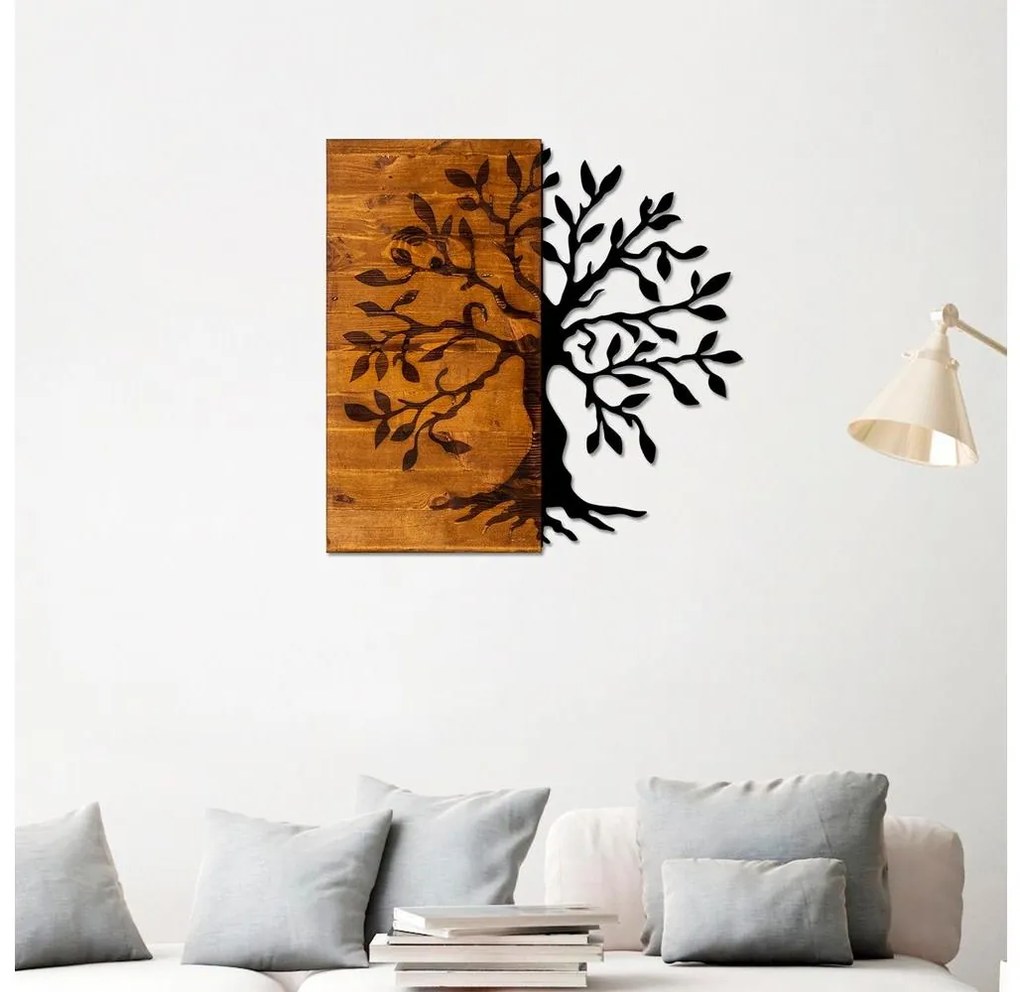 Asir Nástenná dekorácia 58x58 cm strom drevo/kov AS1461