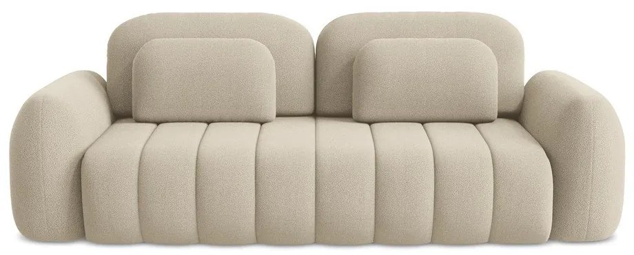 Svetlohnedá rozkladacia/s úložným priestorom pohovka z textílie buklé 266 cm Pele – Makamii