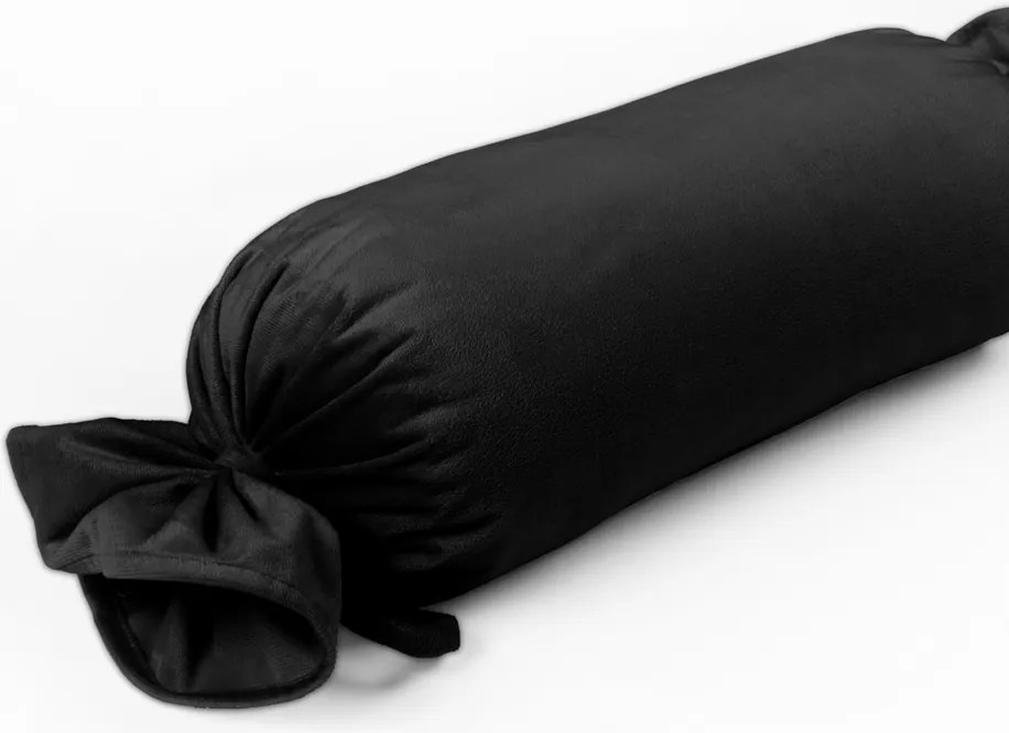 Biante Zamatový vankúš valec bonbon Velvet Prémium SVP-023 Čierny 15x40 cm