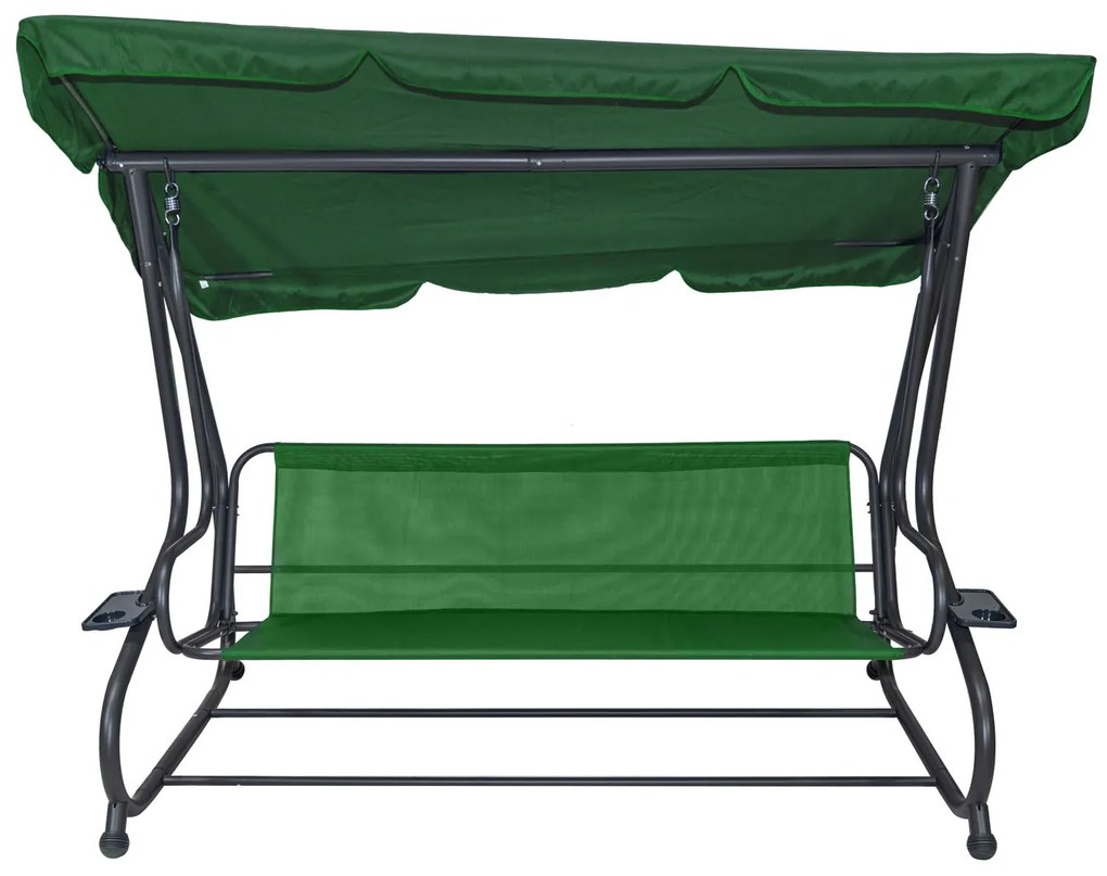 Záhradná hojdačka so strieškou, skladacia 2x1 so vzorom palmových listov