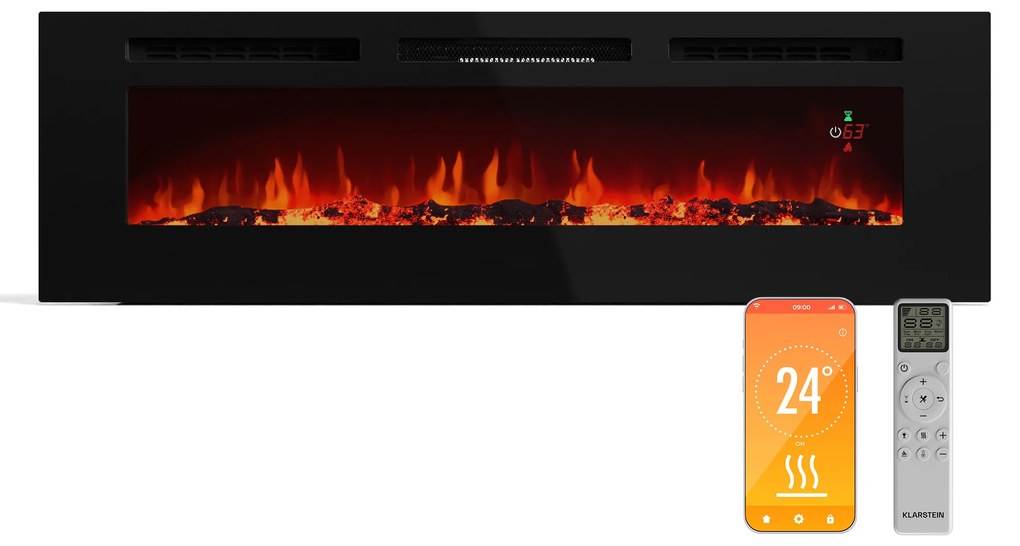 Galeras Smart Inteligentný elektrický krb, 2 nastavenia teploty, 16 - 30°| LED ilúzia plameňa, Možnosť pripojenia k IOT