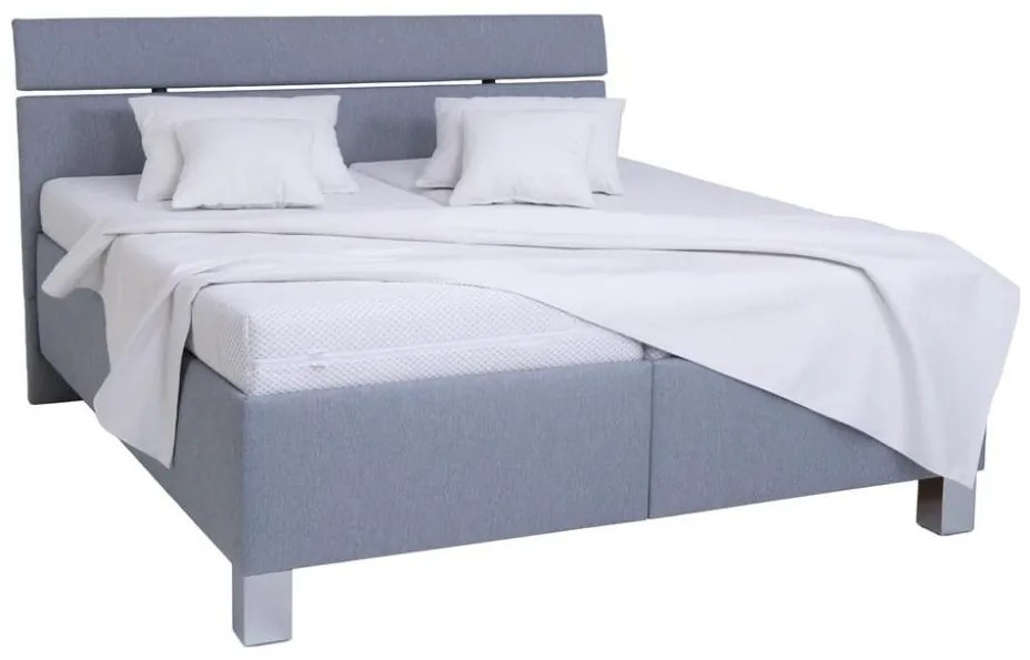 Čalúnená posteľ ALIS 160x200 cm s matracom a úložným priestorom, svetlosivá