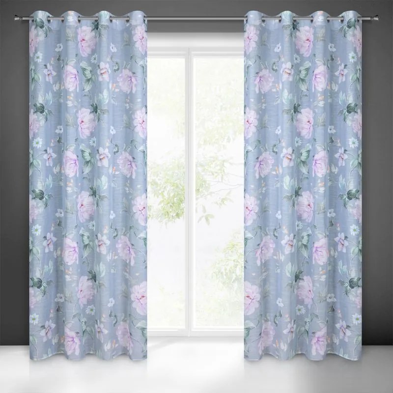 Dekorstudio Dekoračný etamínový záves FLORA s kvetinovým motívom 140x250cm